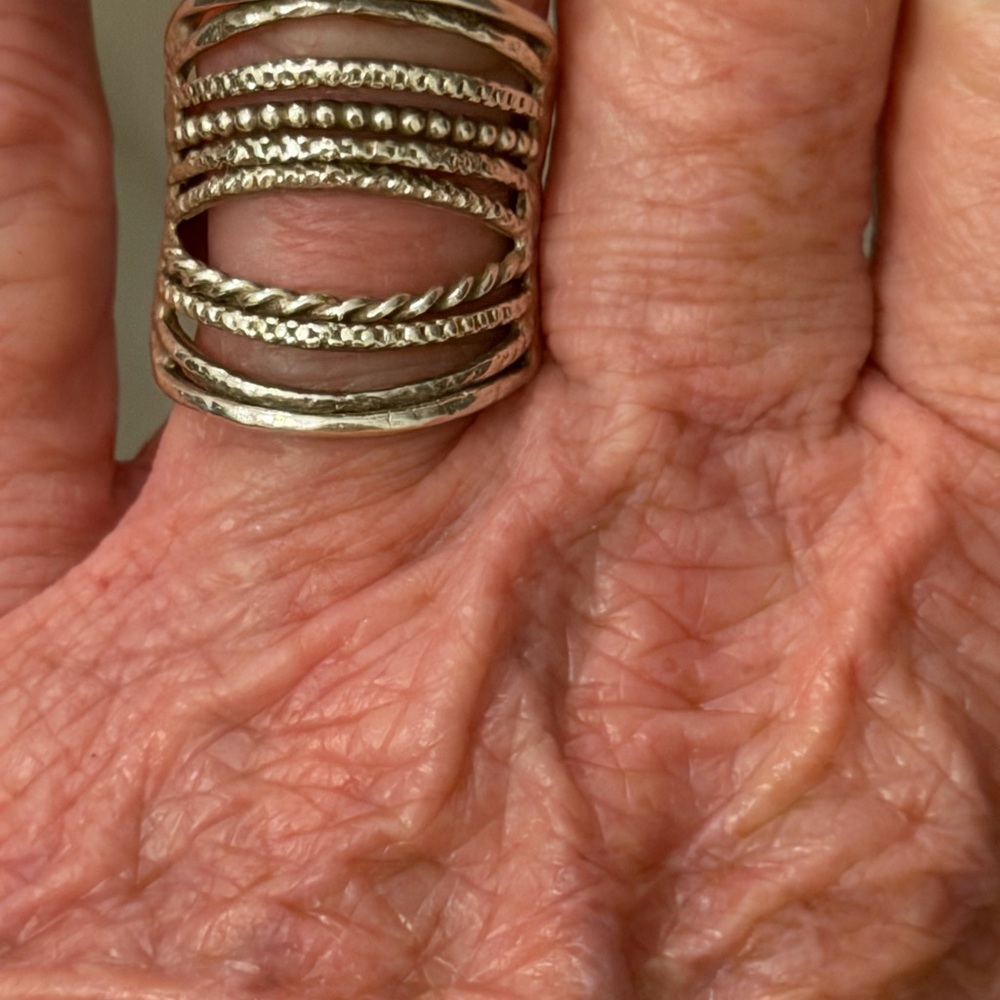 ✨ Vintage 1970s Israeli Sterling Silver Artisan Multi-Band Ring ✨ - Picture 8 of 11